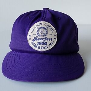 Vintage 1980 Beerfest Grande Cache Trucker Hat Mesh Cap‎ Snap Back Patch Alberta